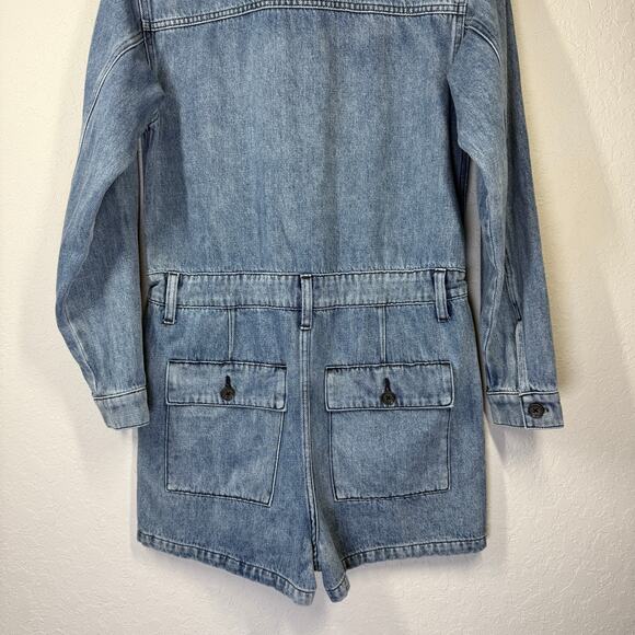 Women's Hudson Long Sleeve Denim Blue Jean Romper Size Small - Picture 6 of 8